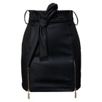 Elegant Bandage PU Leather Wrap Skirt