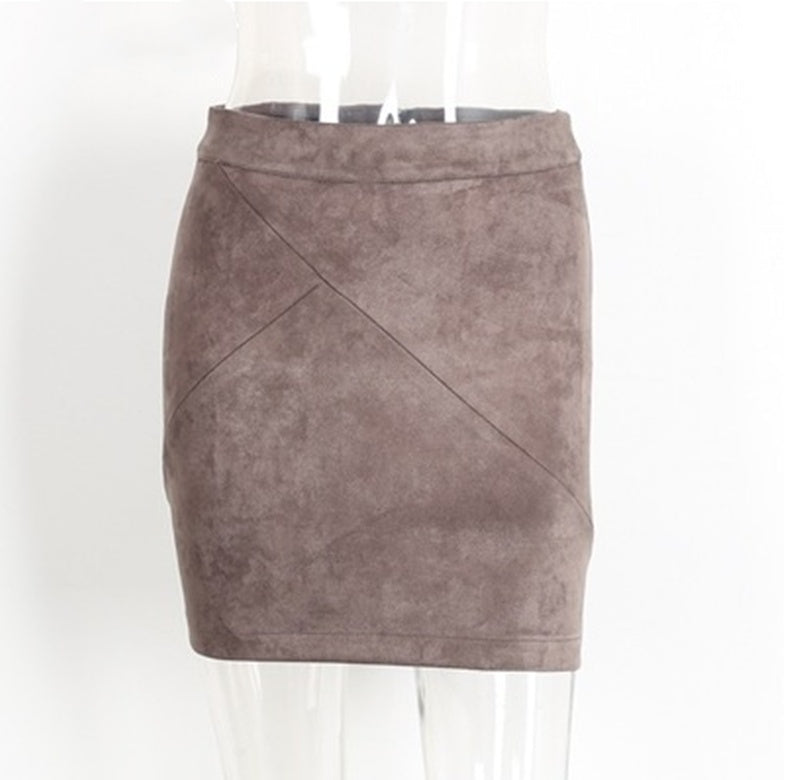 Women's Leather Suede Pencil Skirt Bodycon Short Skirts