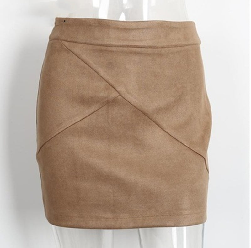 Women's Leather Suede Pencil Skirt Bodycon Short Skirts