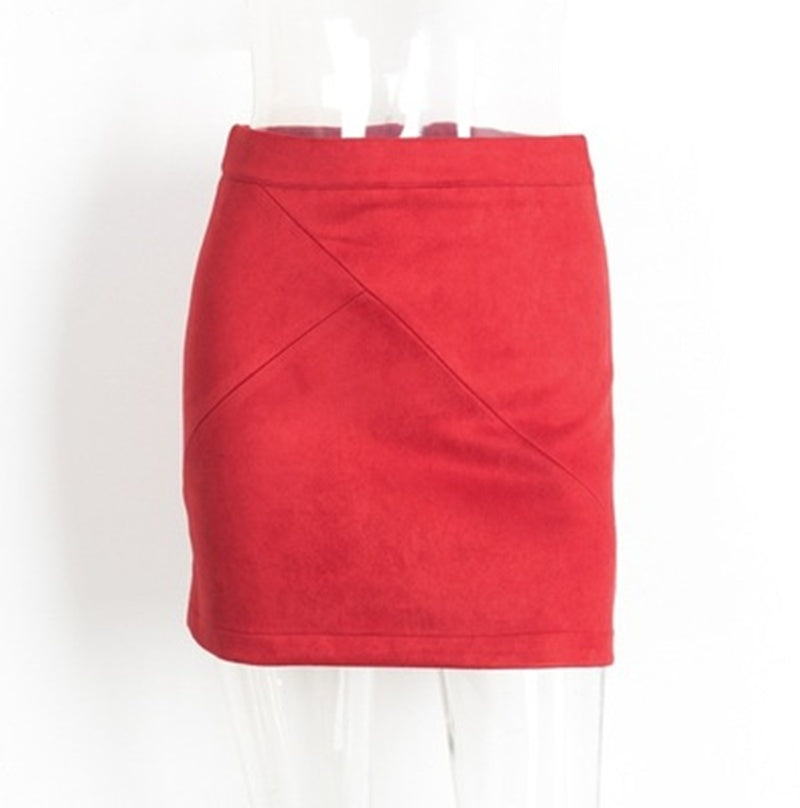 Women's Leather Suede Pencil Skirt Bodycon Short Skirts