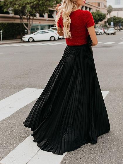 Women's Fashion Casual Skirt Girls High Waist Long Skirts