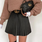Draped Pleated Knitted Mini Skirts for Women, Winter Short Skirt